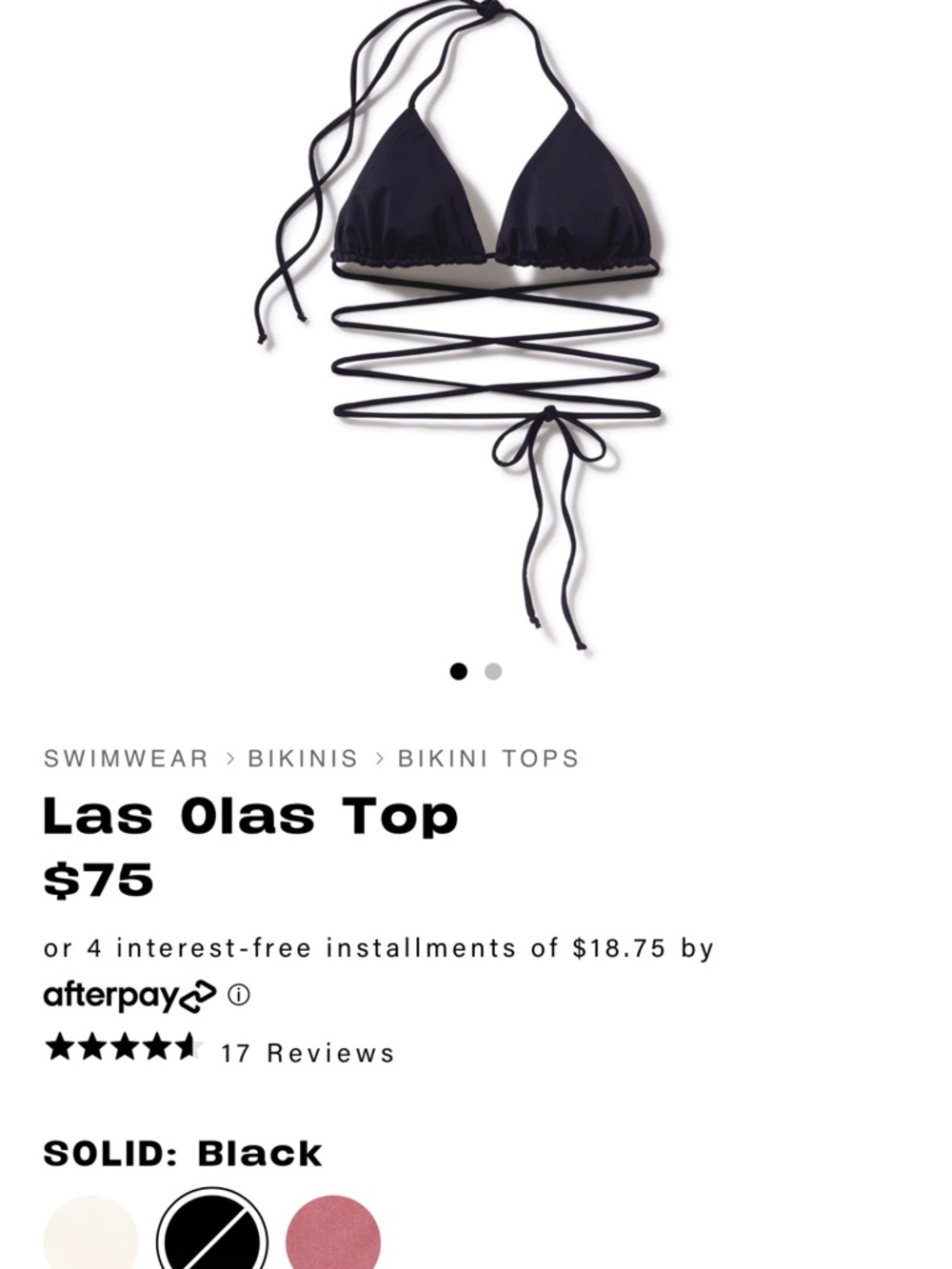 iNAMORATA Black Triangle String Bikini Top